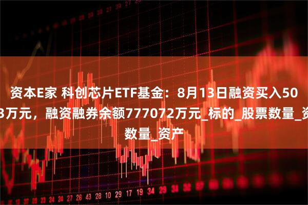 资本E家 科创芯片ETF基金：8月13日融资买入50343万元，融资融券余额777072万元_标的_股票数量_资产
