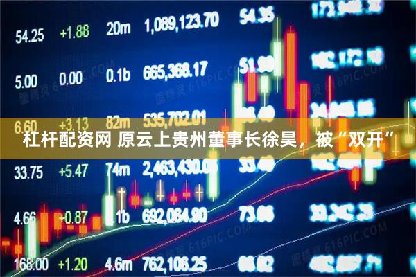 杠杆配资网 原云上贵州董事长徐昊，被“双开”
